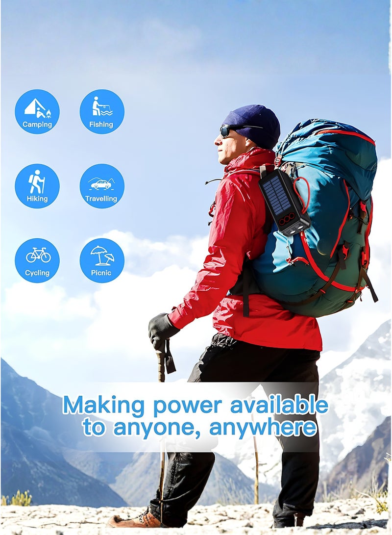 Levino 50000mAh Solar Power Bank 22.5W Fast Charging, 3 Built-in Cables, 4 USB Outputs, Type-C PD & Mini Port, Dual LED Lamp, Portable Emergency Charger for iPhone Samsung Huawei Xiaomi Oppo Vivo Android Tablets - Image 5
