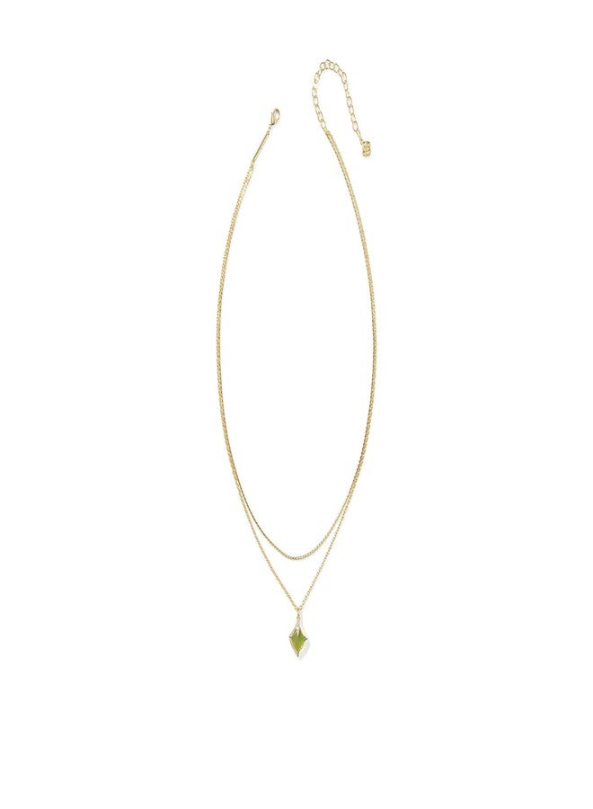 Kendra Scott Womens Joelle Multi Strand Necklace Gold Chartreuse Green Mother Of Pearl One Size - Image 2