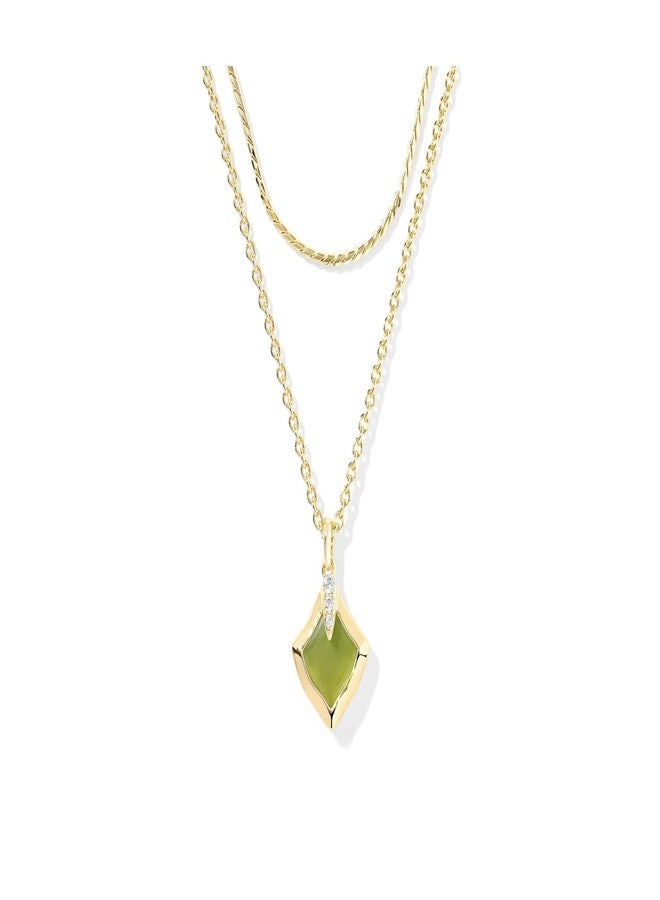 Kendra Scott Womens Joelle Multi Strand Necklace Gold Chartreuse Green Mother Of Pearl One Size - Image 1