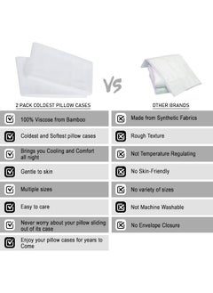THE COLDEST WATER The Coldest Water Bamboo Pillow Cases Set of 2 - Cooling Pillowcase 2 Pack with Envelope Closure, Cool Chill & Breathable Pillow Case  - Image 3