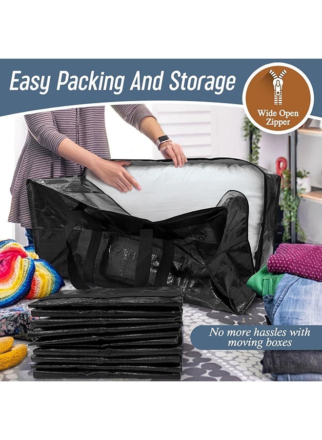 YelaJoy Extra Heavy Duty Large Moving Bags with Strong Zipper & Comfortable Handles, Sturdy & Durable Clothes Storage Bags Totes Bins, Packing Moving Boxes for College Supplies, Black(6 Pack)  - Image 5