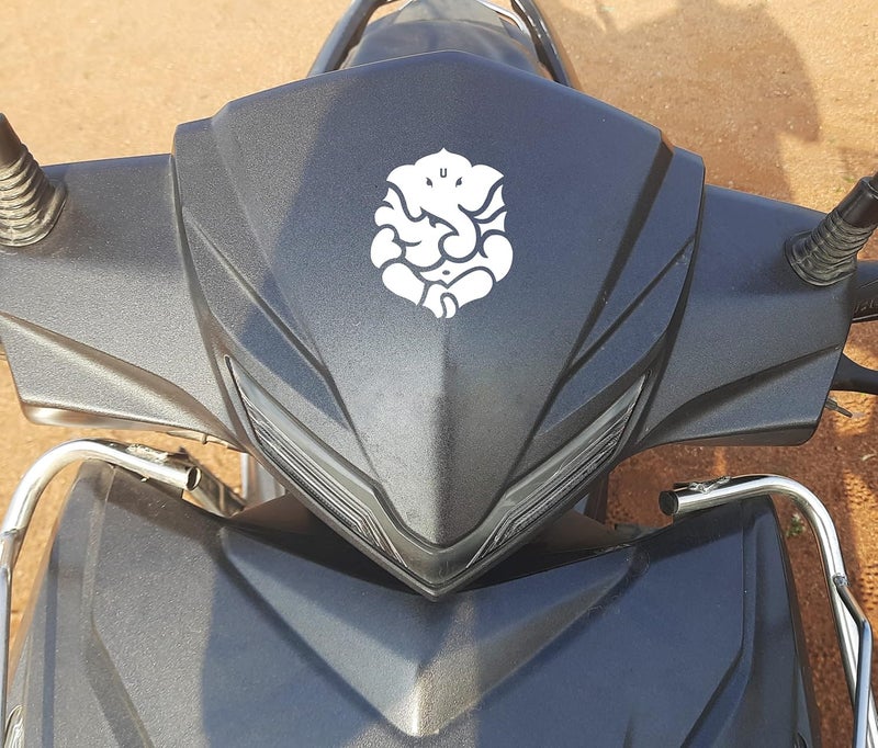 Claw cuts -god Ganesha Sticker for Bike and car Reflective Vinyl and Waterproof,Size(6.6cmx5.5cm),Pack of 2 (White)-Self-Adhesive - Image 2