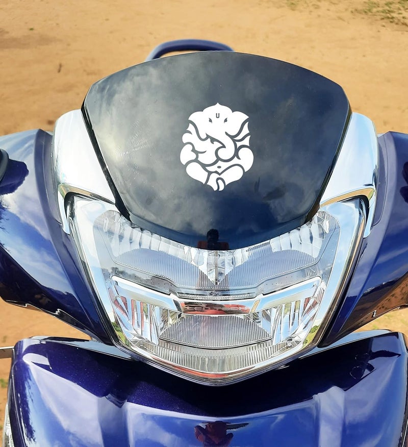 Claw cuts -god Ganesha Sticker for Bike and car Reflective Vinyl and Waterproof,Size(6.6cmx5.5cm),Pack of 2 (White)-Self-Adhesive - Image 1