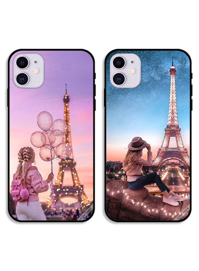 Covernex Two Cases For Apple iPhone 11 Protective Covers Cute Girl and Eiffel Tower - Image 1