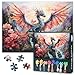 Rebotipy Dragon Jigsaw Puzzles for Adults 1000 Pieces Winged Dragon Puzzles Back No Dust Pink Landscape Home Decor Birthday Party Challenging Puzzles for Cognitive Workout 275 x 19670 50cm - Image 2