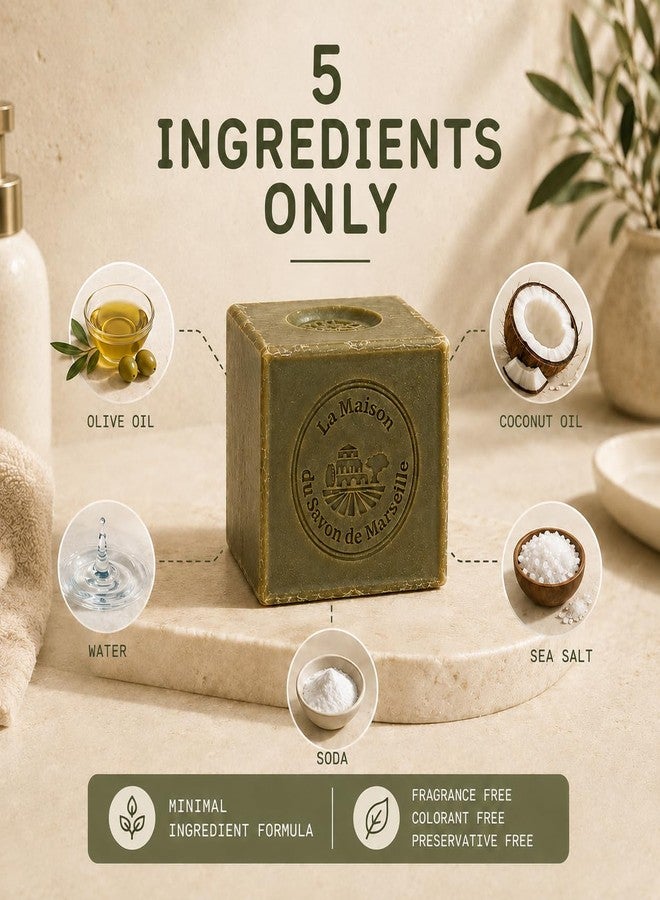 La Maison du Savon de Marseille La Maison du Savon Olive Oil Soap Bar, Savon de Marseille Soap, 21 oz - Image 3