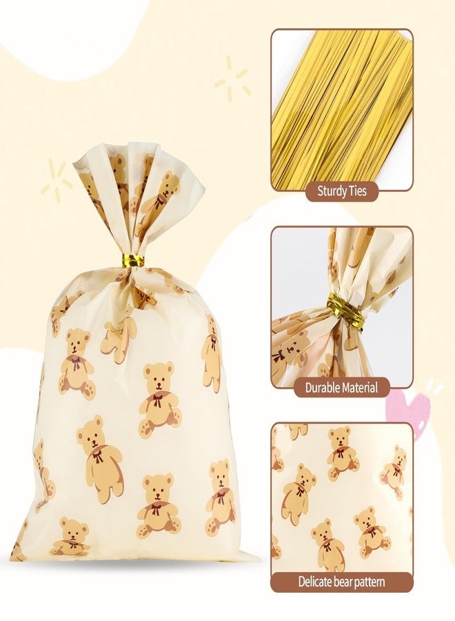 Docvania Cello Cellophane Treat Gift Bags Bear Cookie Bags 100 pcs 5 X 7 Goodie Bag with Ties for Mother's Day, Valentine's Day and Parties, Weddings - Image 3