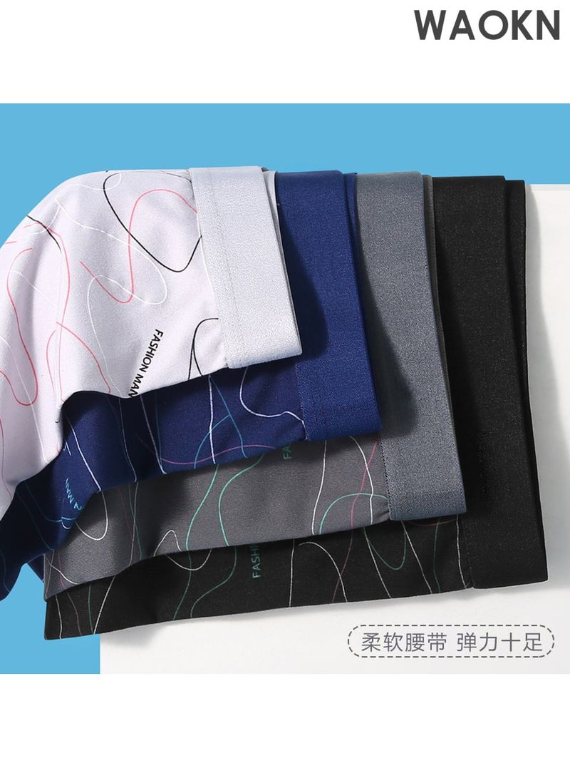 WAOKN 4 Pack Men’s Sort Boxer Briefs & Trunks,High Elasticity Men's Sort Briefs & Trunks Breathable and Comfortable Fashion Anti-Chafing Stretch Cotton, Breathable Stretch Cotton Moisture-Wicking Underwear,Modern Fit Low Rise - Image 2