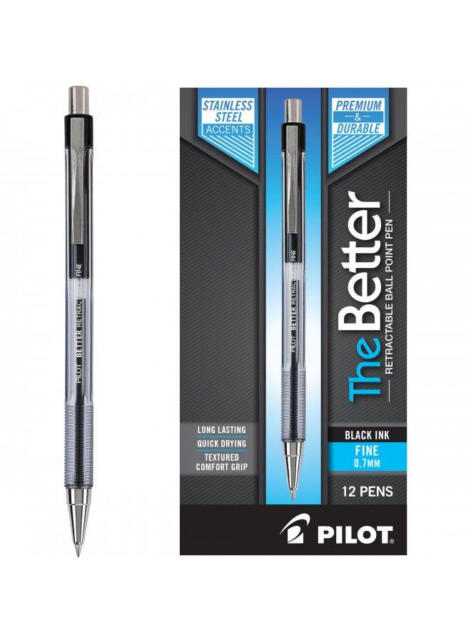 PILOT قلم بايلوت 30000 القلم الكروي الأفضل قابل لإعادة التعبئة وقابل للسحب، نقطة رفيعة، حبر أسود، 12 قطعة - Image 1