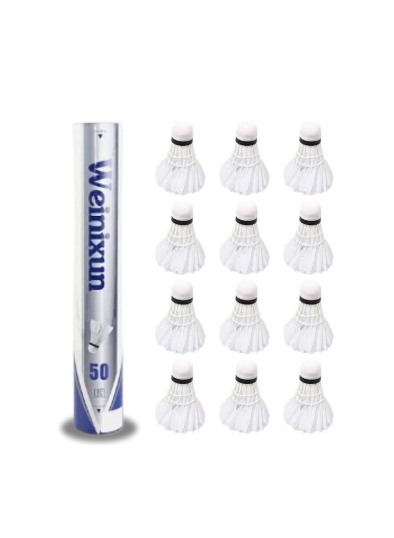 Weinixun Model 50 Badminton Shuttlecock, 12-Pack – Natural Duck Feather with Cork Head