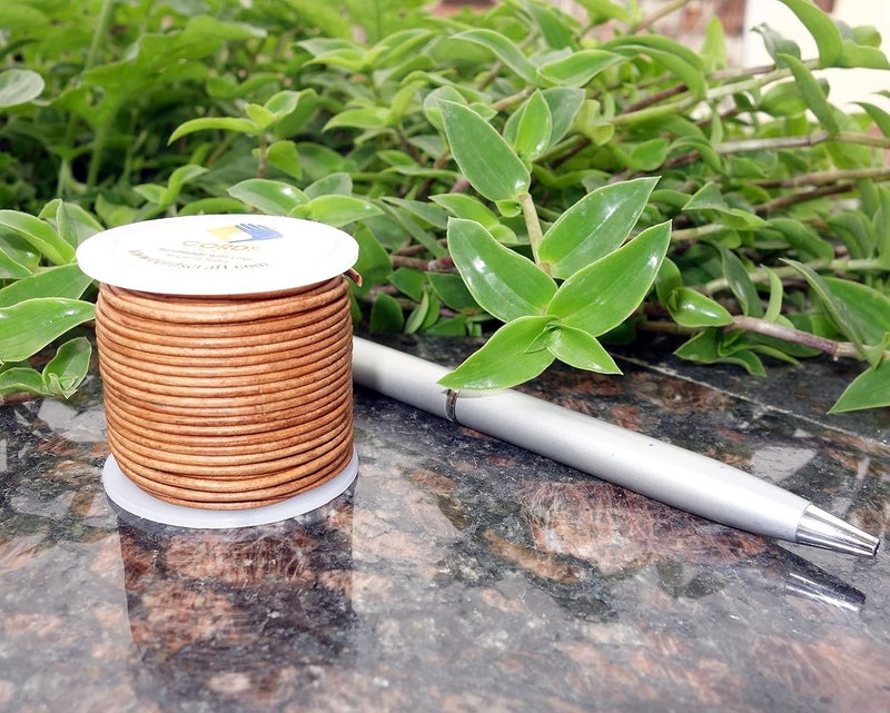 cords craft 1mm Leather Cord Thin Necklace for Jewelry Making, Crafts, Pendant, Bracelet, String Cording for DIY Projects Vintage Color, Vintage Natural Brown, Roll of 21.87 Yards - Image 5