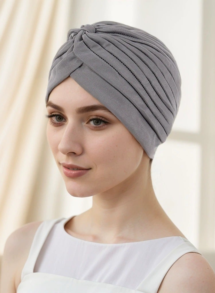 3 Pieces Turbans for Women Soft Turban Head Wrap Pleated Beanie Cap - Image 3