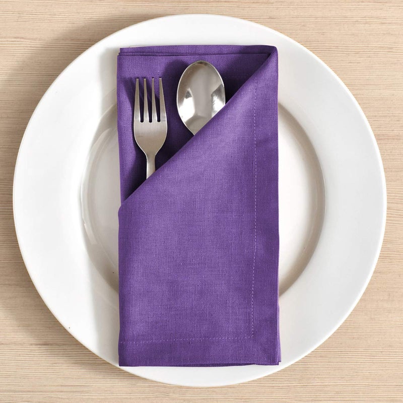 FINGERCRAFT Fingercraft Dinner Cloth Napkins in Cotton Linen Blend Fabric 12 Pack Easter Special  Premium Quality  Mitered Corners for Every Day Use Napkins are Pre Shrunk and Good Absorbency Color Purple  - Image 2