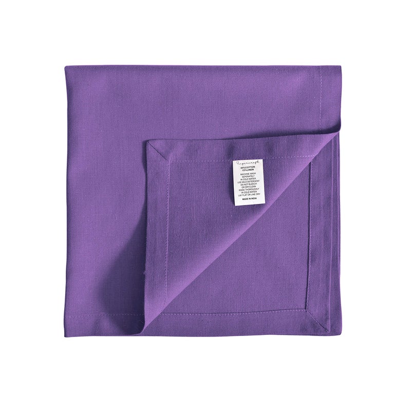 FINGERCRAFT Fingercraft Dinner Cloth Napkins in Cotton Linen Blend Fabric 12 Pack Easter Special  Premium Quality  Mitered Corners for Every Day Use Napkins are Pre Shrunk and Good Absorbency Color Purple  - Image 4