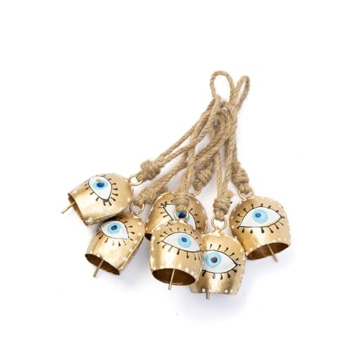 DULI Pack of 10 Rustic Mini Bell – Vintage Brass Hanging Bells for Decor & Craft (Wholesale), Wall Art, Diwali Decor, Home Decor Hanging Bells (Packof10: SmallBellswithRope) - Image 4