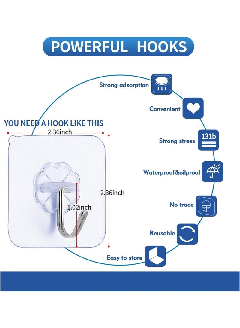 Wall hook adhesive set, sticks to bathroom, room, door and kitchen, heavy duty for hanging towels, robes, jackets, keys and calendars (transparent wall hooks - 20 pieces) - Image 5