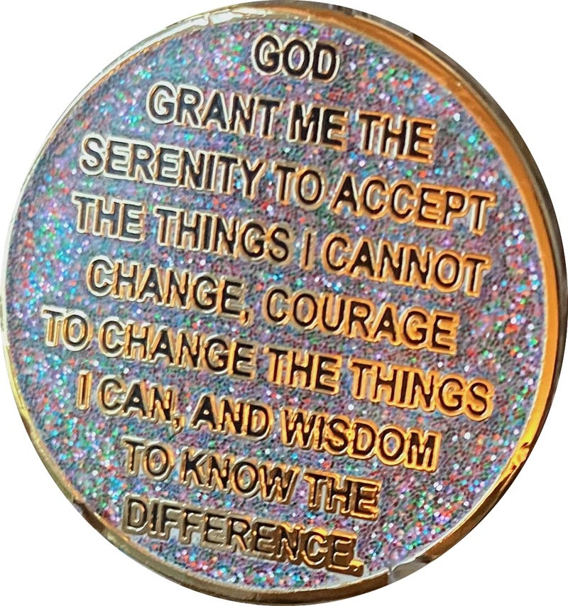 RecoveryChip 6 Month AA Medallion Reflex Funfetti Birthday Glitter Gold Sobriety Chip - Image 2