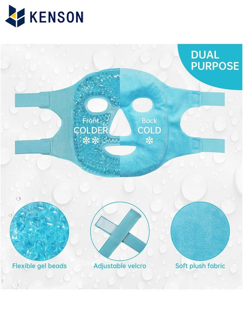 KENSON Cold Face Eye Mask Gel Beads Hot and Cold Compress Reusable with Soft Plush Backing Reduce Facial Puffiness Headaches Facial SPA Relieve Stress - Image 2