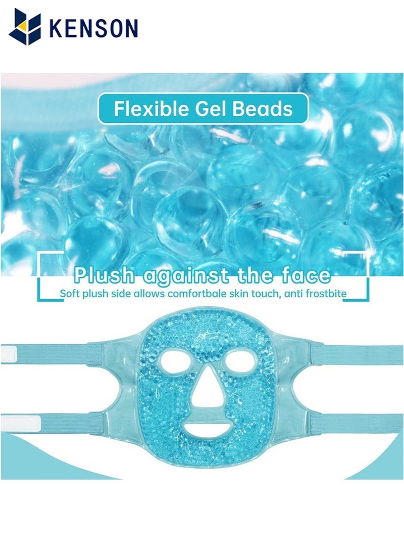 KENSON Cold Face Eye Mask Gel Beads Hot and Cold Compress Reusable with Soft Plush Backing Reduce Facial Puffiness Headaches Facial SPA Relieve Stress - Image 4