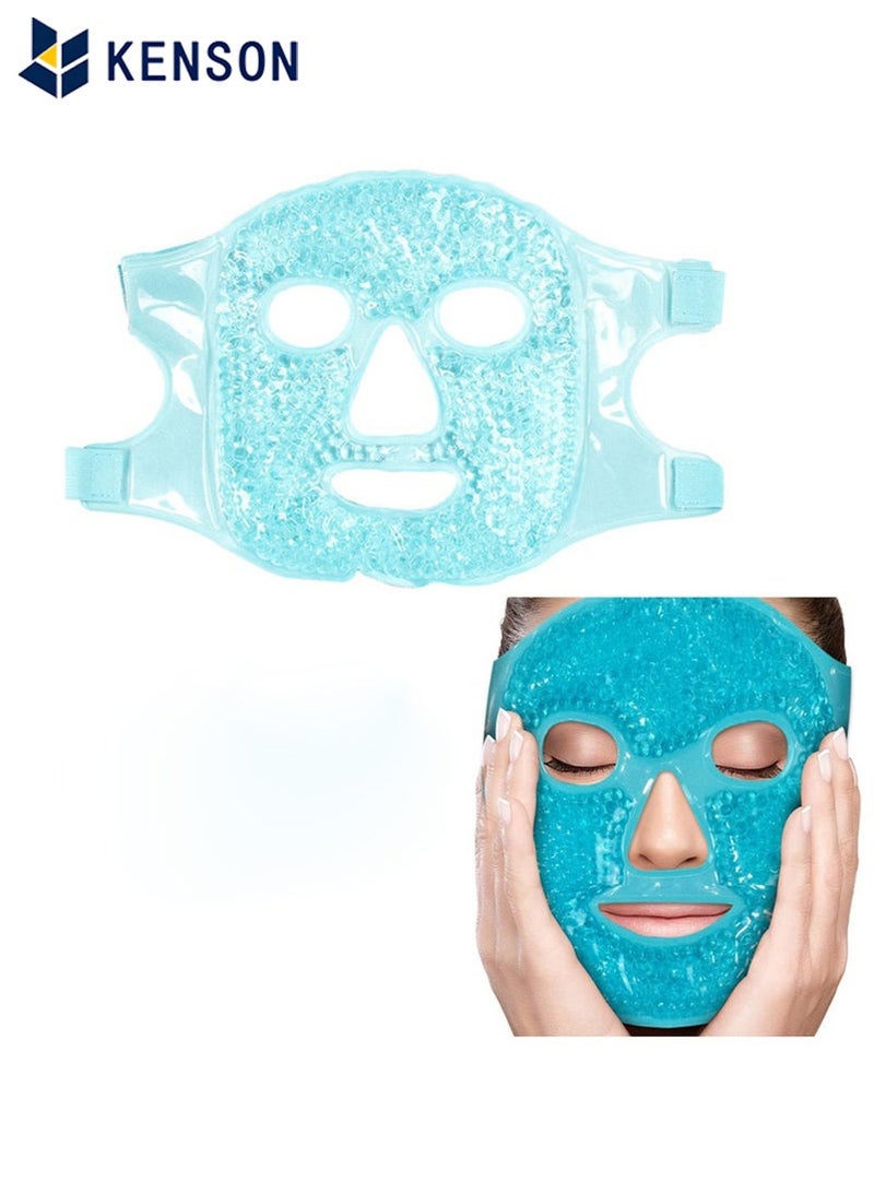 KENSON Cold Face Eye Mask Gel Beads Hot and Cold Compress Reusable with Soft Plush Backing Reduce Facial Puffiness Headaches Facial SPA Relieve Stress - Image 1