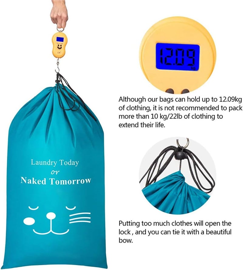 ToolHouse 2Pcs Travel Laundry Bag, Rip-Stop Machine Washable Dirty Clothes Organizer, Large Capacity and with Drawstring,Heavy Duty Camping Laundry Bag, Easy Fit a Laundry Hamper or Basket(Blue, Gray) - Image 2