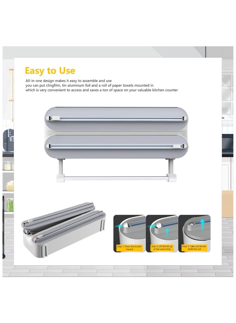 Generic - 3 in 1 Wrap Organizer Aluminum Foil Dispenser,magnetic paper towel holder for fridge,foil and plastic wrap organizer,magnetic paper towel holder - Image 1