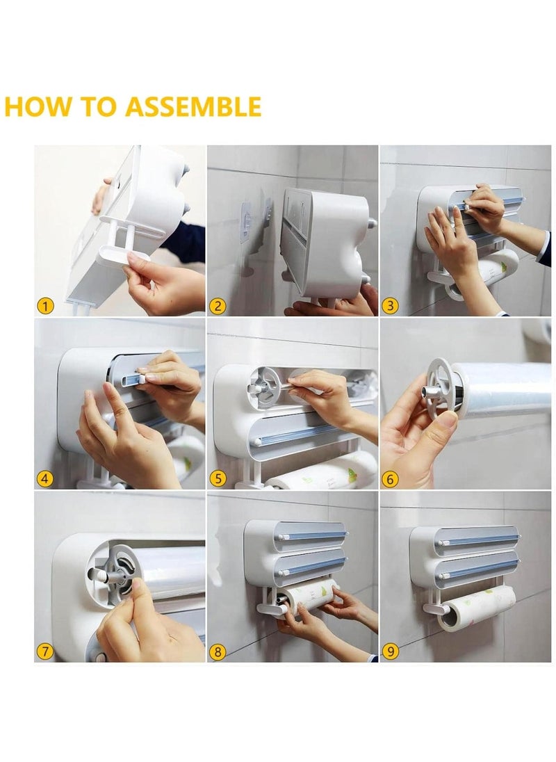 Generic - 3 in 1 Wrap Organizer Aluminum Foil Dispenser,magnetic paper towel holder for fridge,foil and plastic wrap organizer,magnetic paper towel holder - Image 1