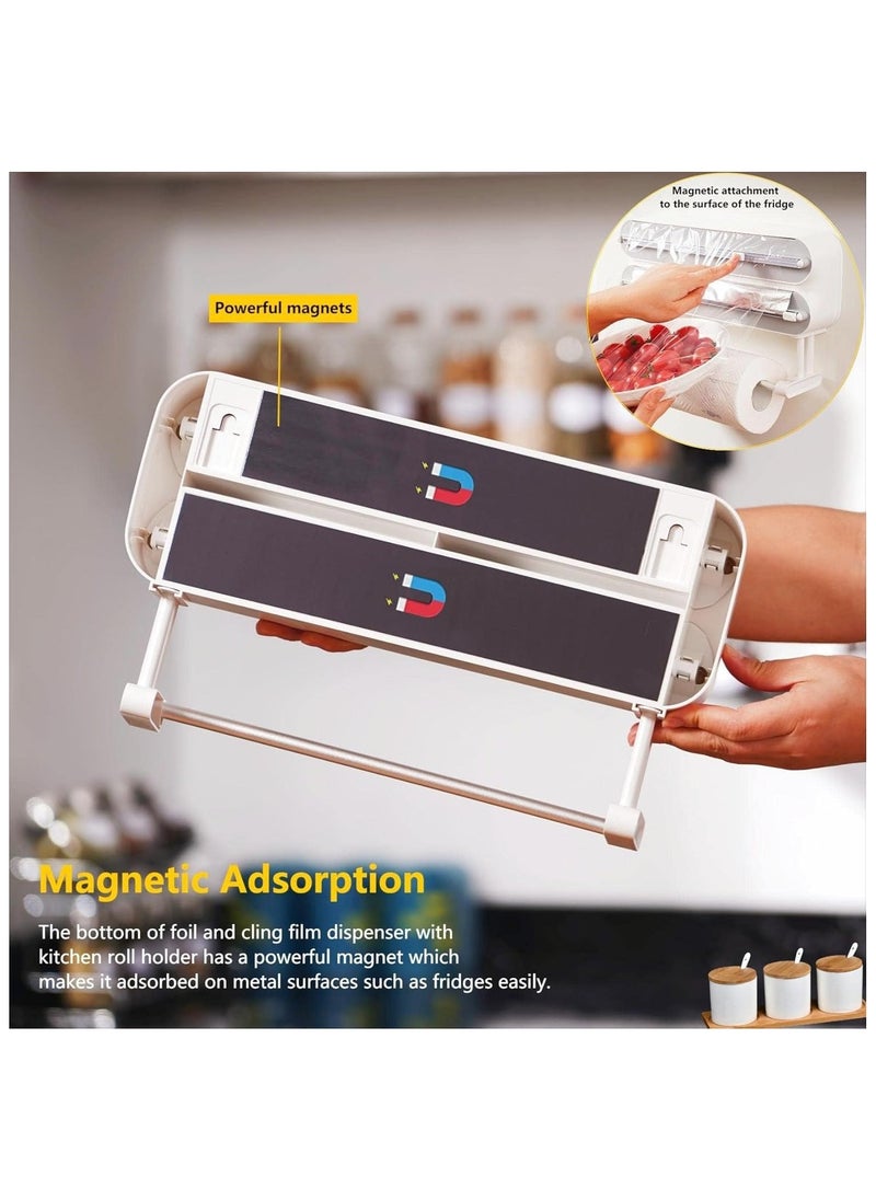 Generic - 3 in 1 Wrap Organizer Aluminum Foil Dispenser,magnetic paper towel holder for fridge,foil and plastic wrap organizer,magnetic paper towel holder - Image 1