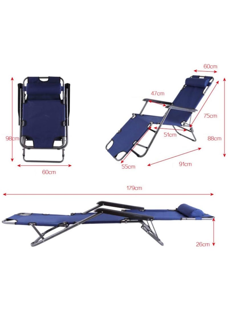 كينغ كامب كرسي استرخاء قابل للطي باوضاع امالة قابلة للتعديل مع وسادة قابلة للازالة للتخييم وحمام السباحة والشاطئ والفناء يدعم وزن 250 كجم، C في المنزل، 3701-احمر، البوليستر قماش - Image 2