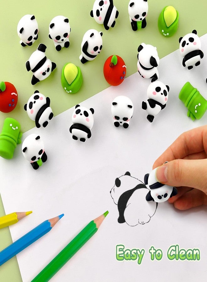 Satomoto 24 pcs Mini Panda Erasers for Kids Classroom Prizes, Cute 3D Panda Pencil Erasers for Kids Classroom Prizes, Class Treasure Box,Game Rewards,Party Favors, Non Removable - Image 3