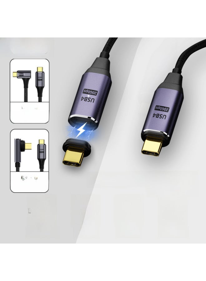 منفذ شحن سريع بقوة 100 واط بسرعات نقل بيانات تصل إلى 20 جيجابت/ثانية عبر تقنية USB4.0، حامل مغناطيسي مزدوج للنهاية من نوع C، طراز: منحنى متوسط، طول 2 متر - Image 2