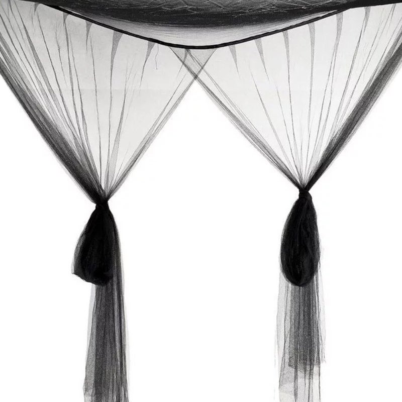 النمط الأوروبي 4 ركن بوست نموسية للسرير ناموسية كاملة شبكية 190x210x240 سم (أسود) - Image 5