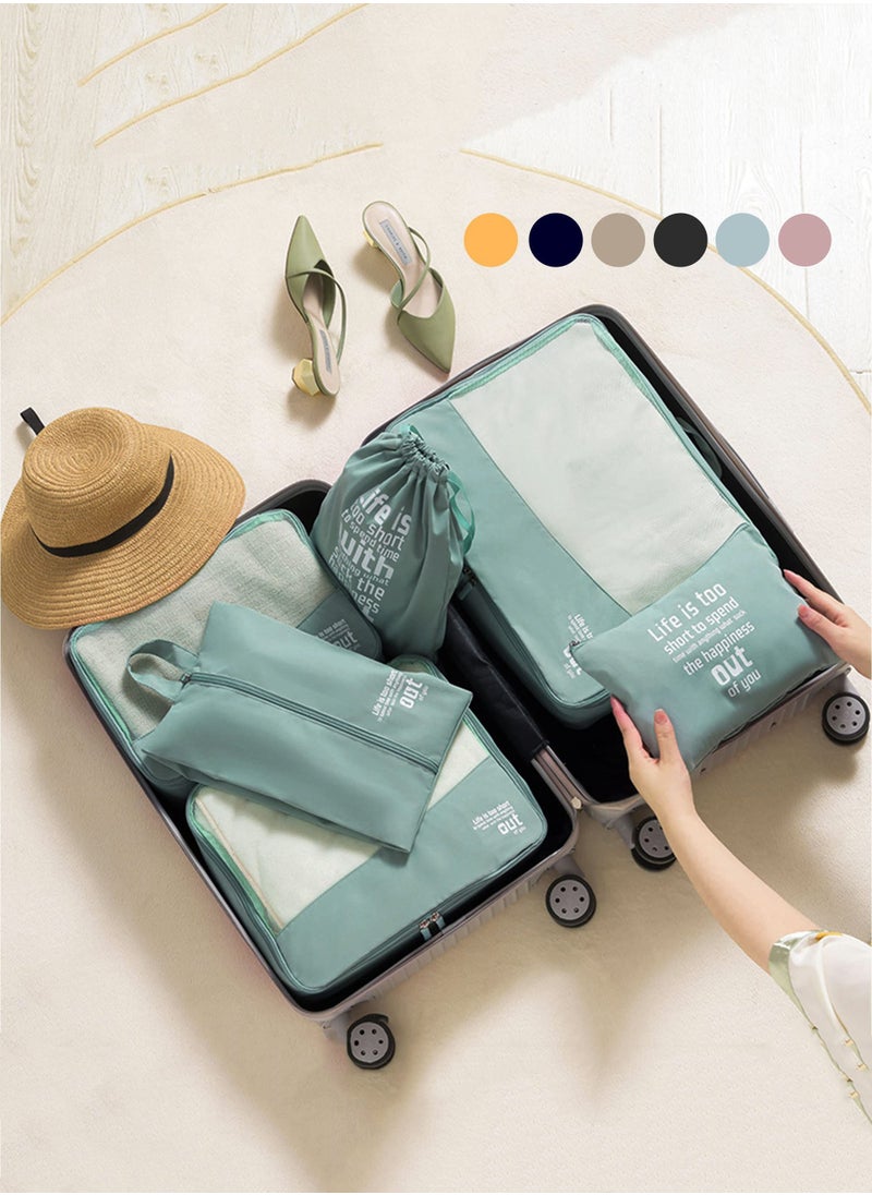 6-Piece Light Green Travel Packing Cube Set, Organize Suitcases with Style & Efficiency