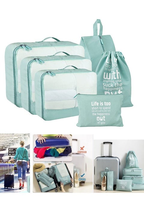6-Piece Light Green Travel Packing Cube Set, Organize Suitcases with Style & Efficiency