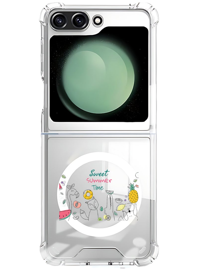 Theodor Magnetic Case for Samsung Galaxy Z Flip 5 Compatible with MagSafe Wireless Charging, Shockproof Phone Bumper Cover Sweet Summer Time - Image 1