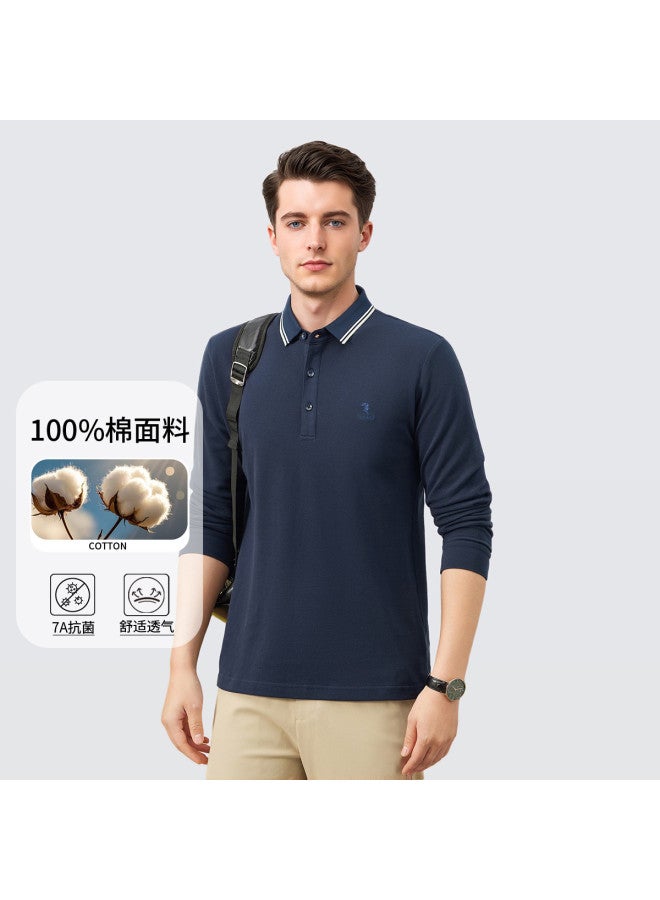 Tucano 7a Antibacterial + 100% Pure Cotton Business Casual Long Sleeve Polo Shirt For Men (spring/autumn Style) - Image 4