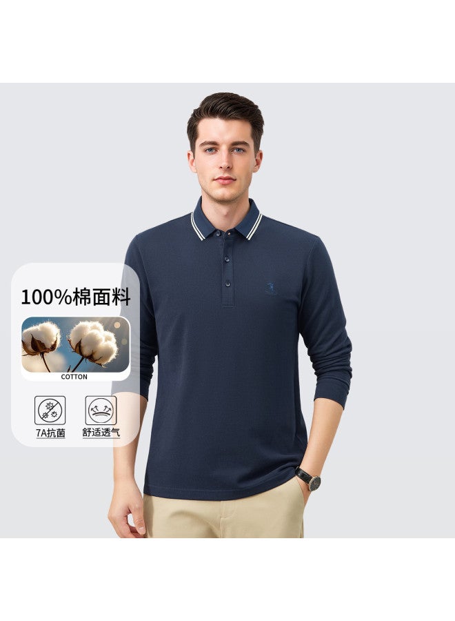 Tucano 7a Antibacterial + 100% Pure Cotton Business Casual Long Sleeve Polo Shirt For Men (spring/autumn Style) - Image 5
