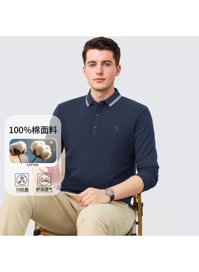 Tucano 7a Antibacterial + 100% Pure Cotton Business Casual Long Sleeve Polo Shirt For Men (spring/autumn Style) - Image 2