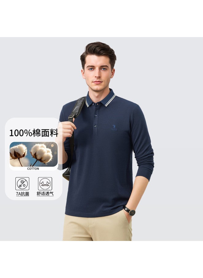 Tucano 7a Antibacterial + 100% Pure Cotton Business Casual Long Sleeve Polo Shirt For Men (spring/autumn Style) - Image 3