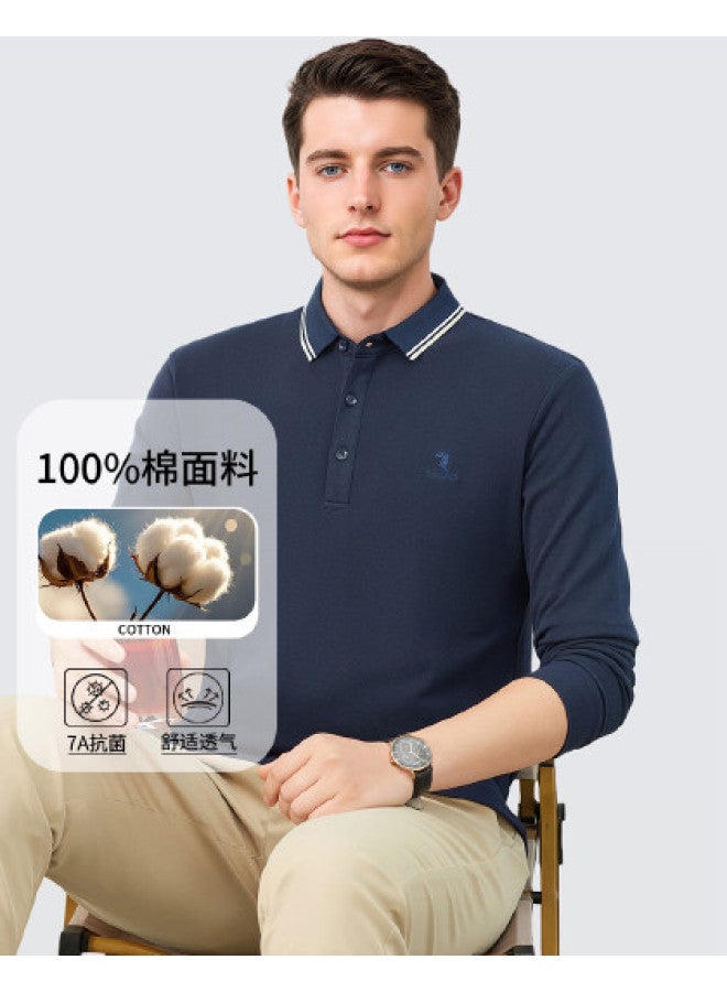 Tucano 7a Antibacterial + 100% Pure Cotton Business Casual Long Sleeve Polo Shirt For Men (spring/autumn Style) - Image 1