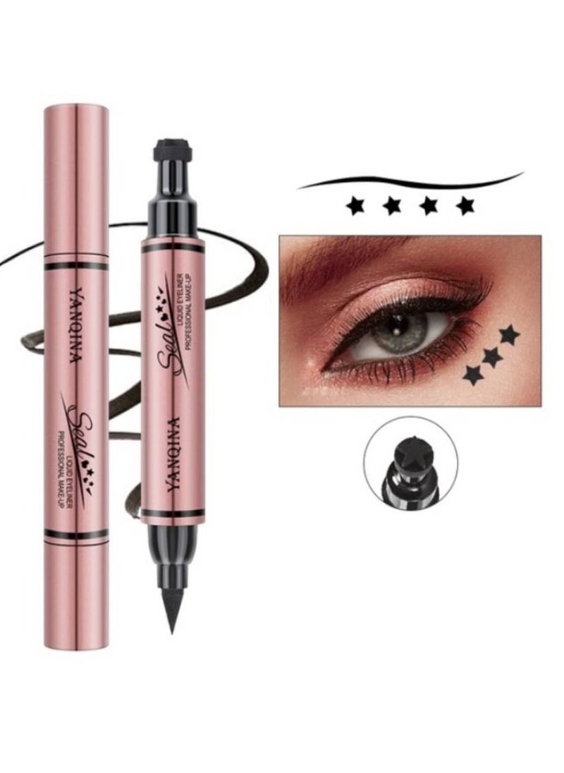 YANQINA - Black Liquid Eyeliner Stamp Star Stamp Eyeliner Pen Double Side Seal Waterproof Eyeliner Pencil Long Lasting Smudge Proof Tattoo Tools Eye Liner Makeup - Image 1