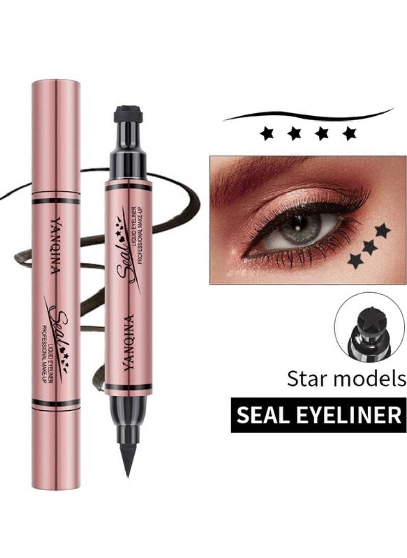 YANQINA - Black Liquid Eyeliner Stamp Star Stamp Eyeliner Pen Double Side Seal Waterproof Eyeliner Pencil Long Lasting Smudge Proof Tattoo Tools Eye Liner Makeup - Image 1