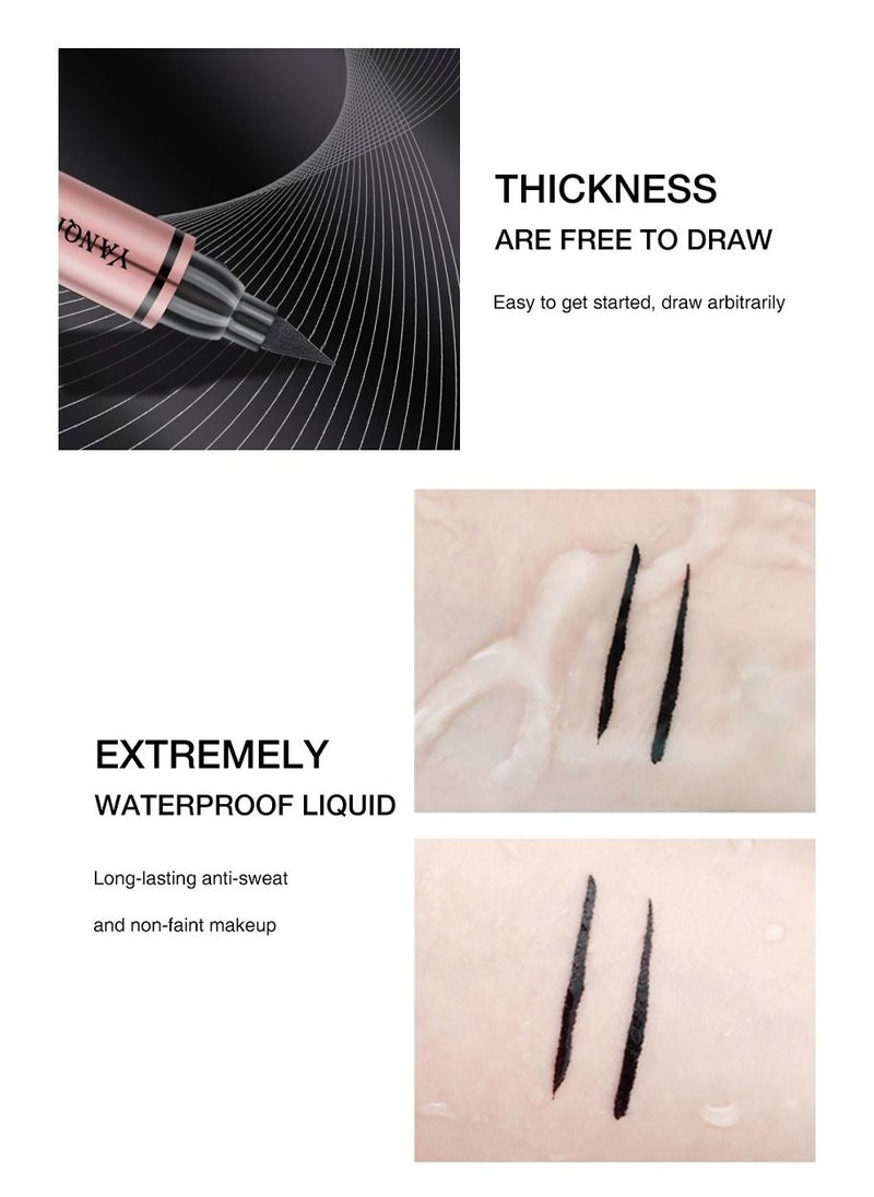 YANQINA - Black Liquid Eyeliner Stamp Star Stamp Eyeliner Pen Double Side Seal Waterproof Eyeliner Pencil Long Lasting Smudge Proof Tattoo Tools Eye Liner Makeup - Image 1