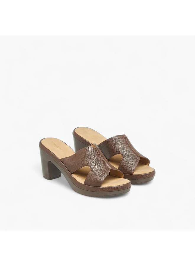 Flora Bella By Shoexpress Women Cut-Out Detail Slip-On Sandals with Block Heels
