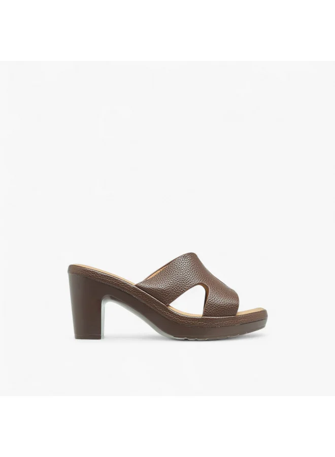 Flora Bella By Shoexpress Women Cut-Out Detail Slip-On Sandals with Block Heels