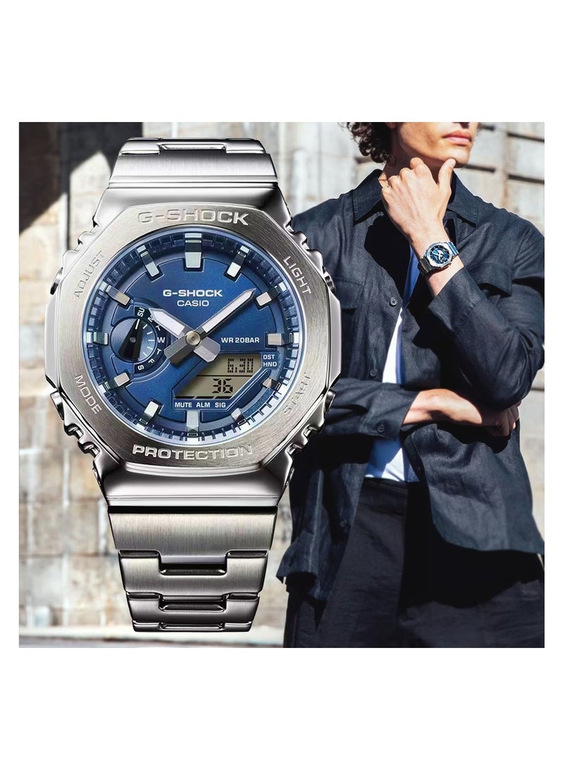 كاسيو Casio G-Shock Octagonal Navy Blue Stainless Steel Watch GM2110D-2B - Image 2