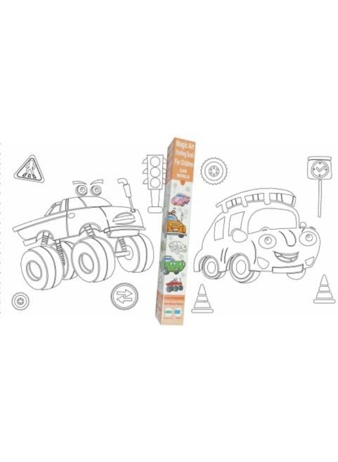 ماجيك ارت رول تلوين برسومات عالم السيارات، بطول 3 متر وعرض 30 سم، لوحة رسم وتلوين طويلة للأنشطة الفنية والإبداعية - Image 2
