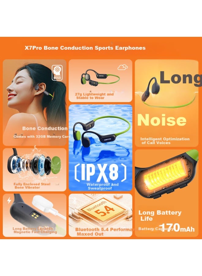 Xiaoyou Bone Conduction Headphones X7 Pro Cycling Bluetooth Headphones Open-necked Wireless Outdoor Swimming Sports - Image 1