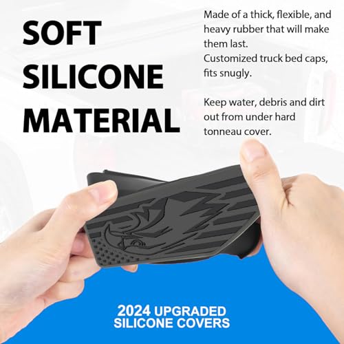 kanuoc 2Pack Bed Rail Stake Pocket Covers for 2019-2025 Silverado/Sierra 1500 and 2020-2025 Chevy Silverado/GMC Sierra 2500HD 3500HD, Upgraded Silicone Truck Rear Holes Caps Bed Rail Holes Plugs Covers (A) - Image 3