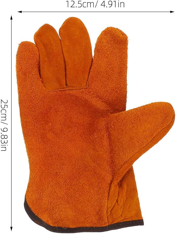 Heat Resistant Welding Gloves Short Design Protective Work Gloves Black - Image 3